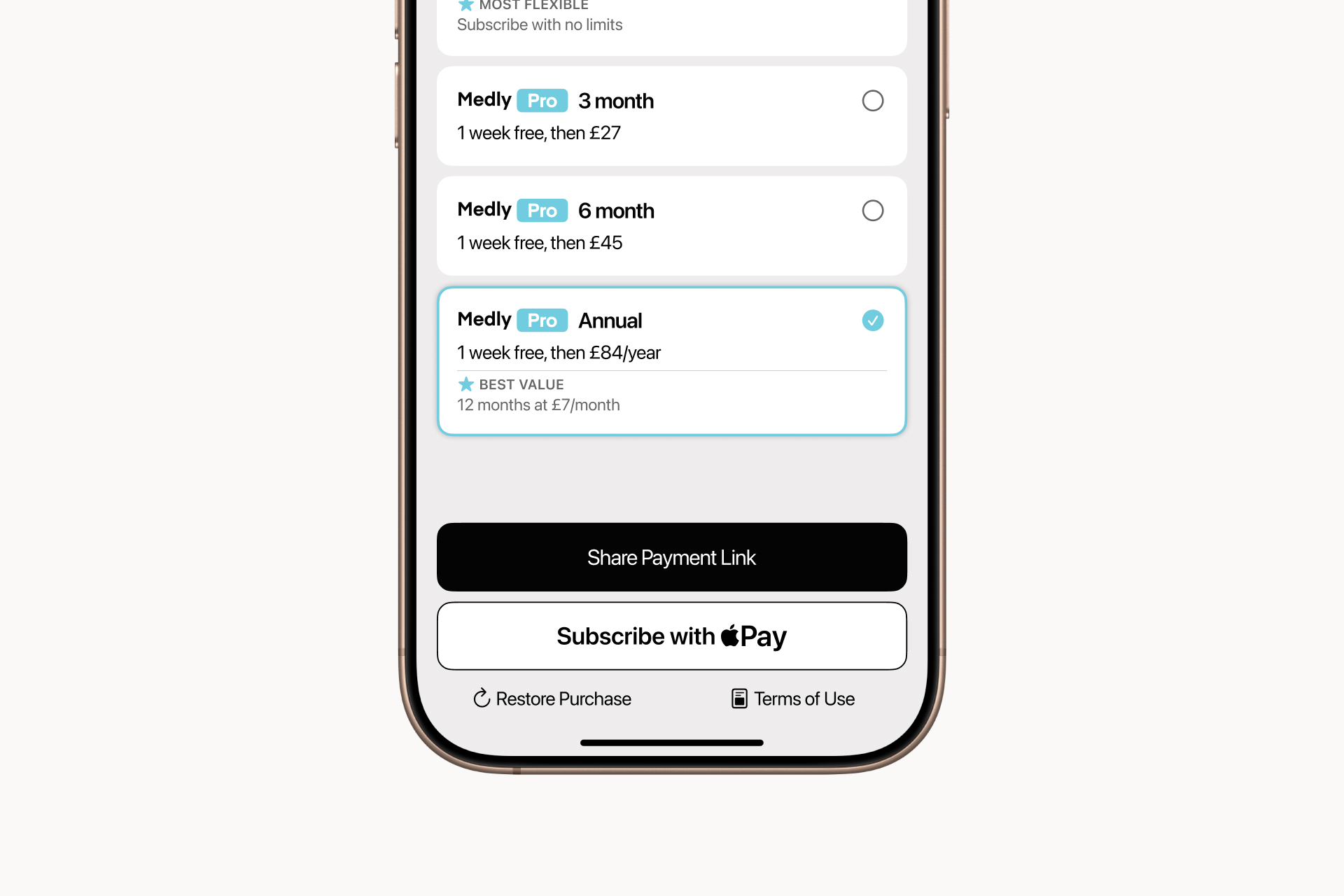 Medly health technology interface design showing a supporting product flow