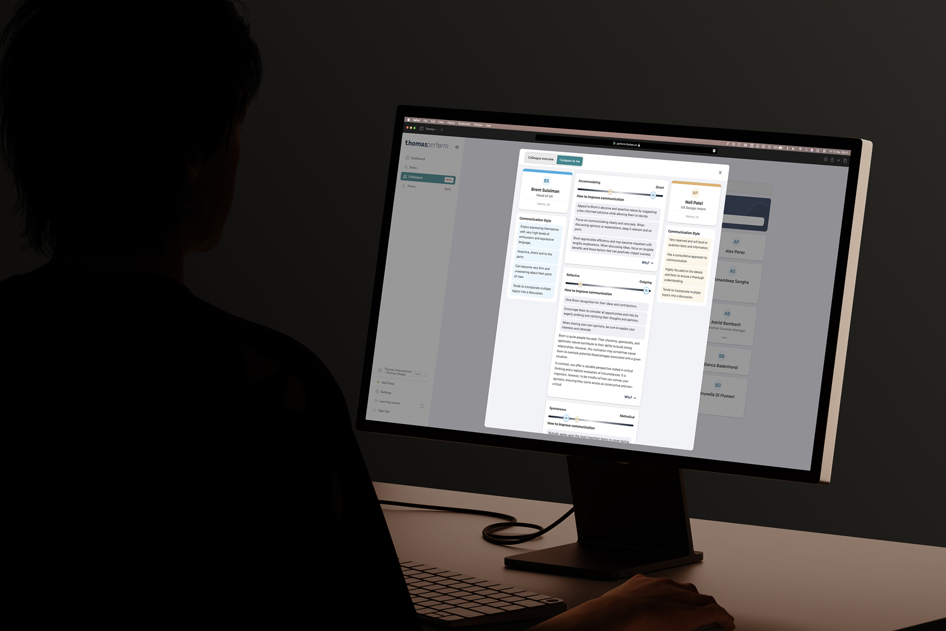 Thomas product design showing interface screens and visual system details